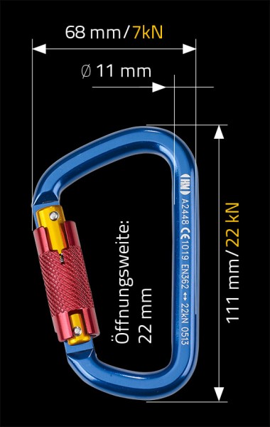 Karabiner 52516 BS 15 Twistlockverschluss für Höhensicherungsgerät