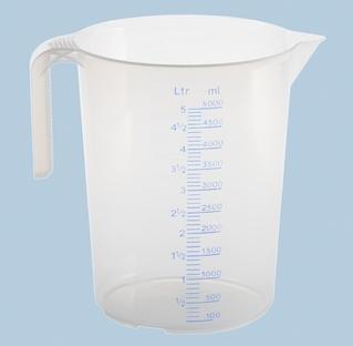 Messbecher 5.000 ml, transparent, mit offenem Griff