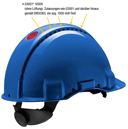 Schutzhelm G3001, G31MUBIS blau, unbelüftet 1000 Volt, Uvicator